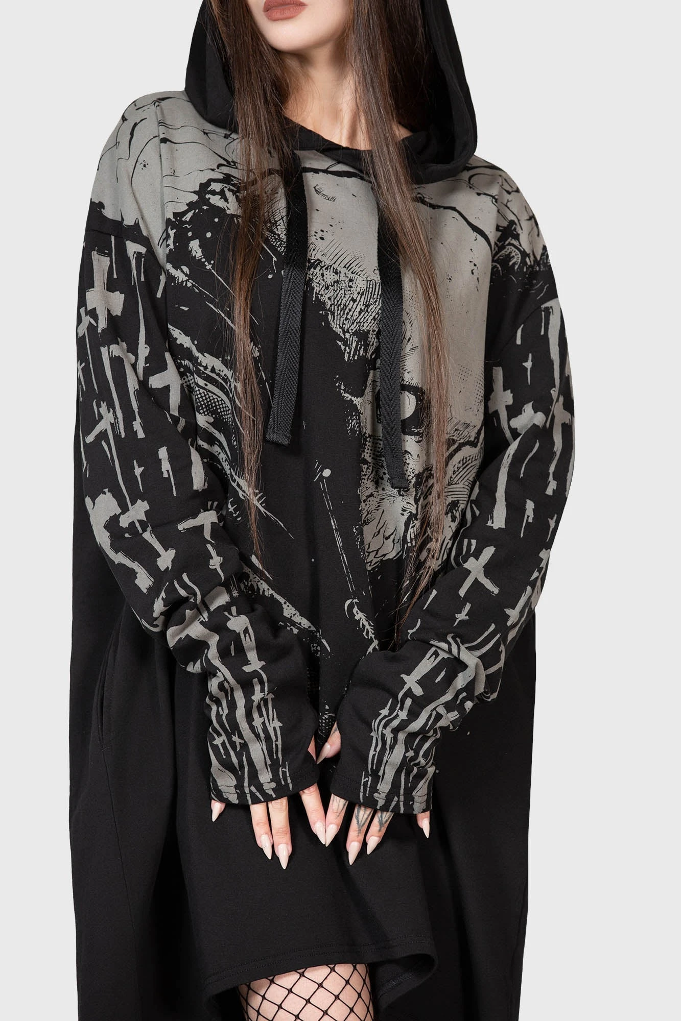 Cross The Bear Longline Hoodie - Image 2