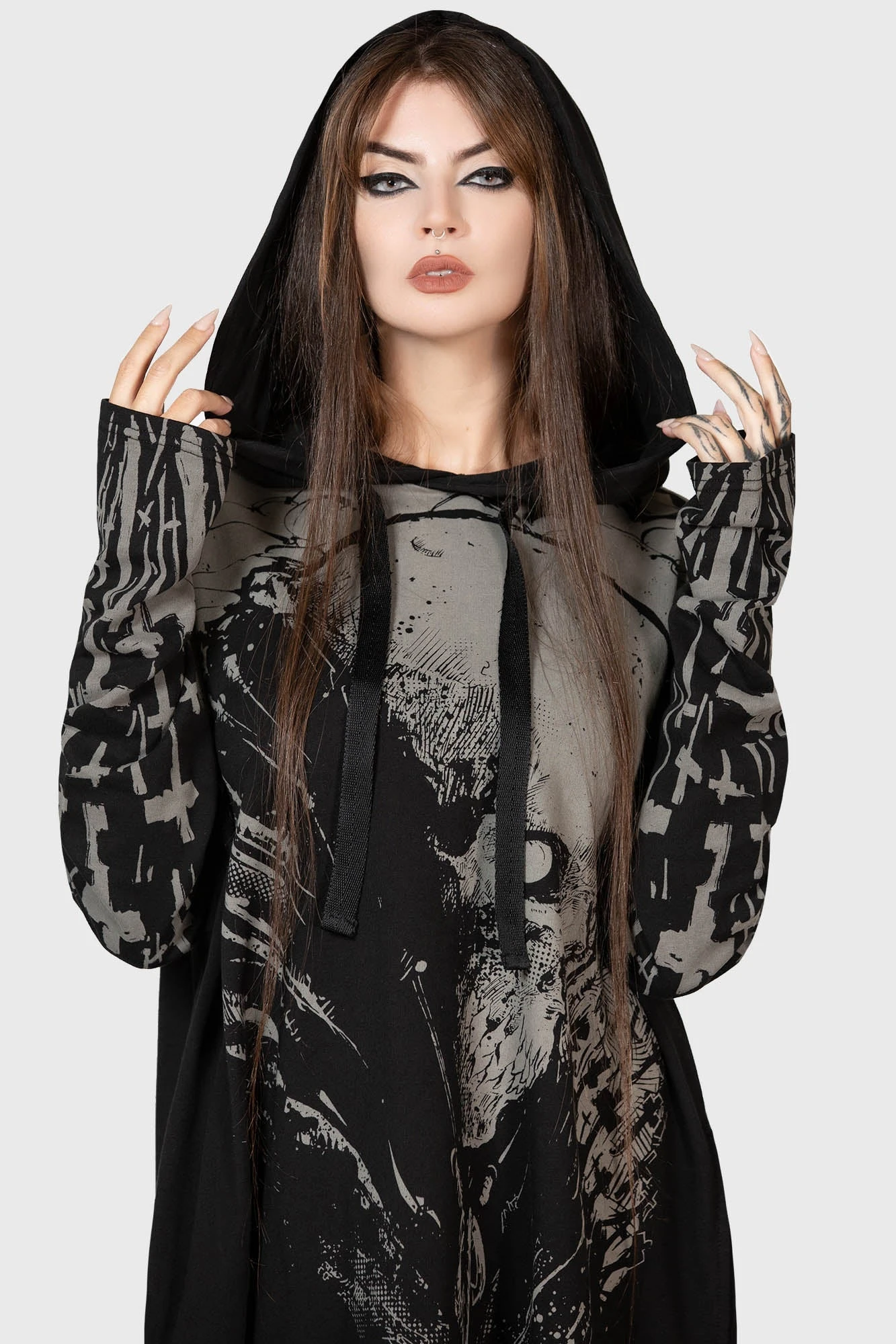 Cross The Bear Longline Hoodie - Image 4