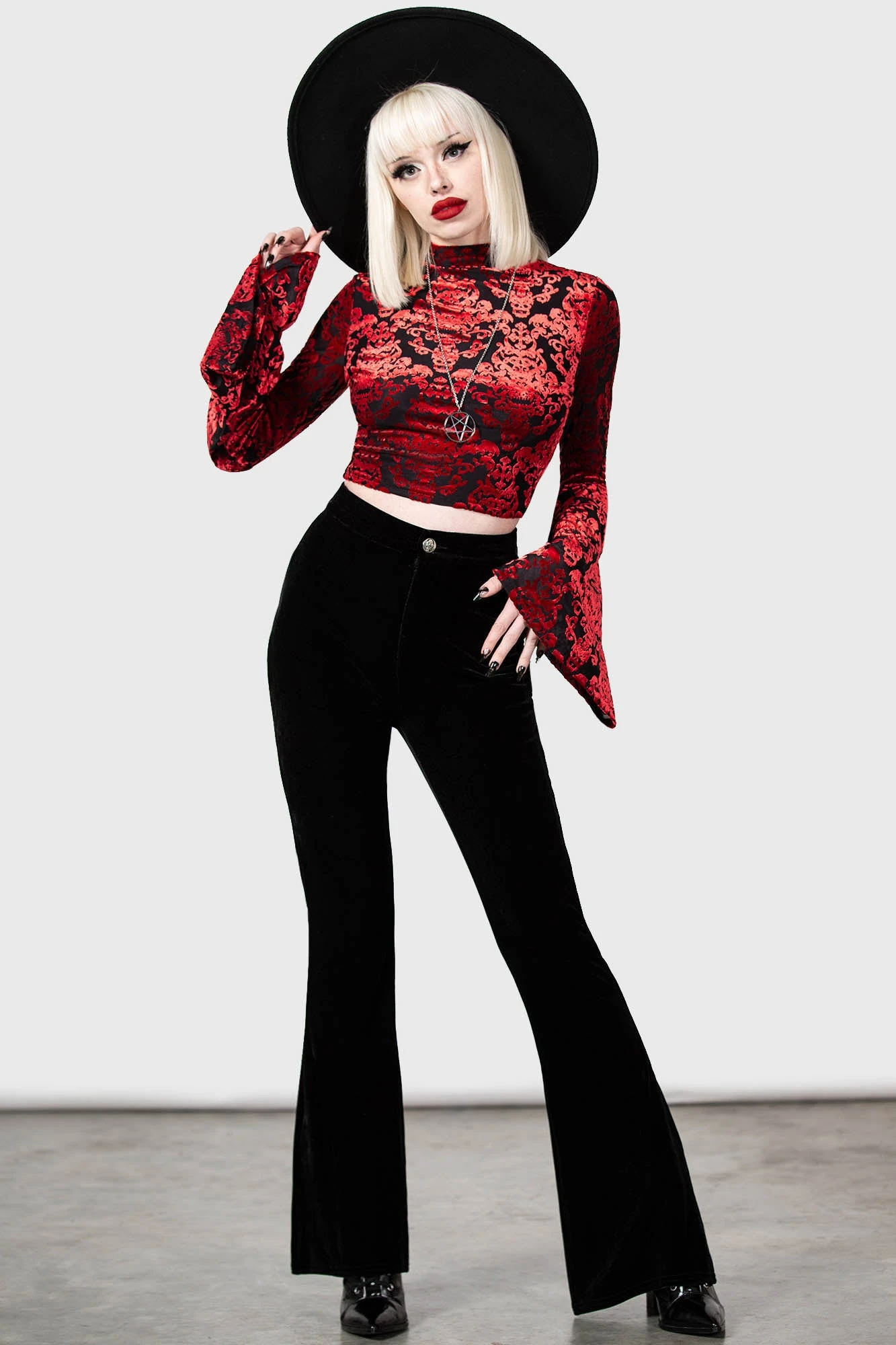 Thena's Thistle Velvet Bootcut Trousers - Image 2